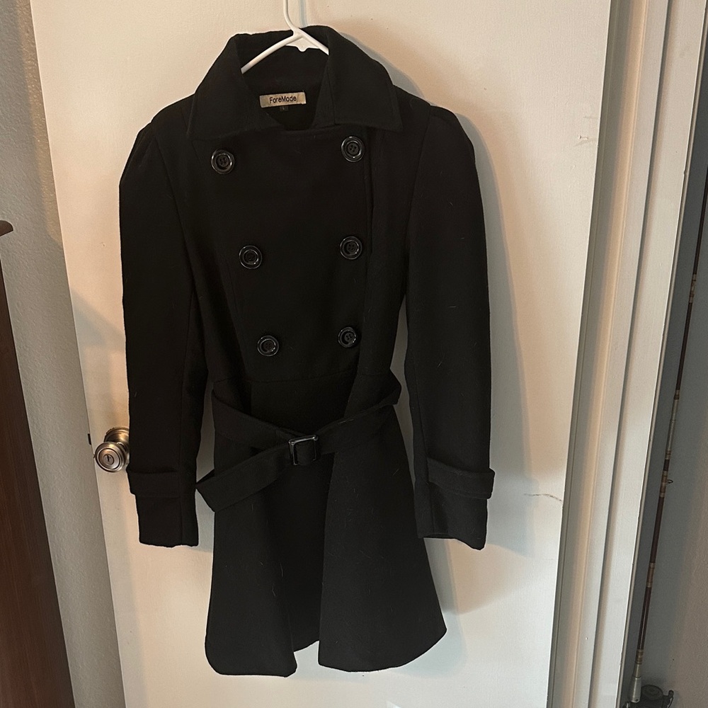 Elegant Black Double-Breasted Coat